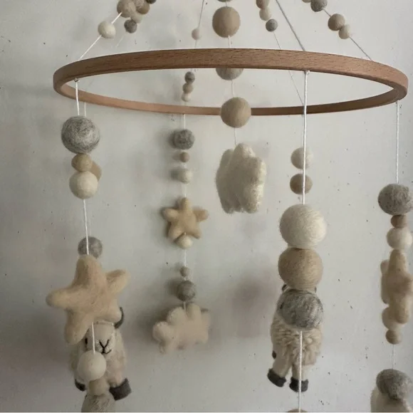 Wool Felt Sheep Baby Mobile - Picture 9 of 9